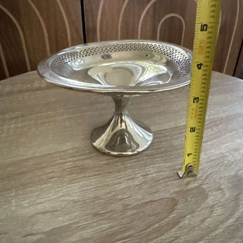 Vintage Revere Pewter Reticulated Footed Compote Candy Nut Centerpiece Bowl